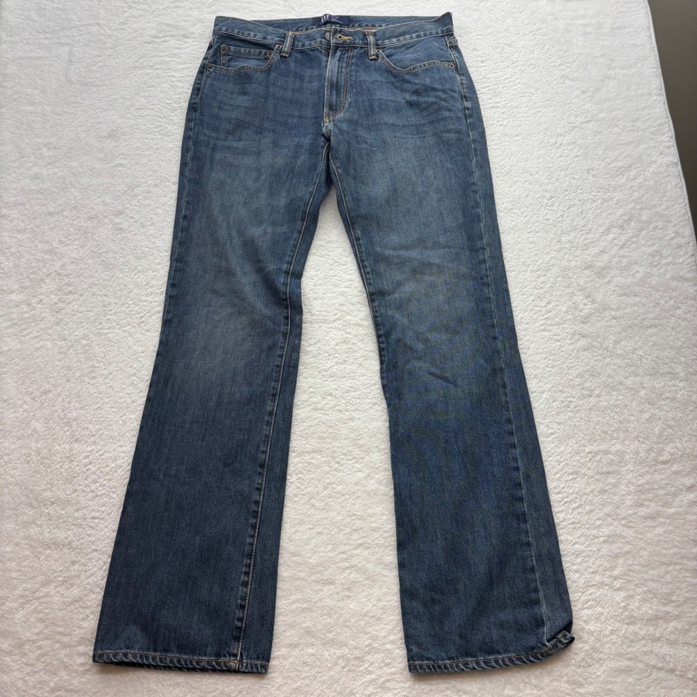 Gap Denim Mens Blue Bootcut Jeans 34x36 Medium Wash 100% Cotton